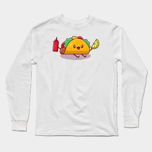 Cute Taco Holding Lemon And Sauce Long Sleeve T-Shirt